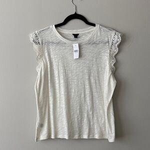 Ann Taylor Cream Lace Sleeve Blouse